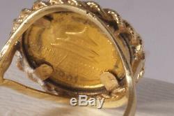 1991 Panda Gold. 999 1/20 th TOZ Fine Gold Coin Set in 14K Gold Ring