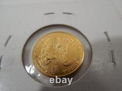 1992 $5 Gold American Eagle Coin 1/10 oz Fine Gold Mintage 209,300