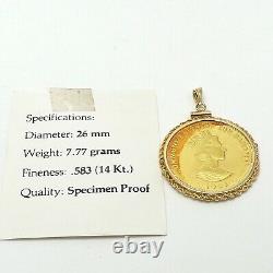 1992 Bahamas Flamingo 25 Twenty Five Dollars 14k Gold Coin Charm Pendant