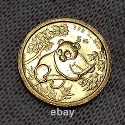 1992 China 5 Yuan 1/20 Oz 999 Fine Gold Coin Chinese Panda