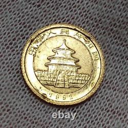 1992 China 5 Yuan 1/20 Oz 999 Fine Gold Coin Chinese Panda