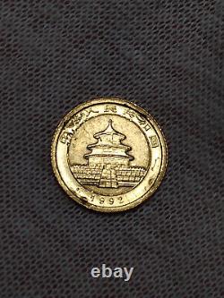 1992 China 5 Yuan 1/20 Oz 999 Fine Gold Coin Chinese Panda