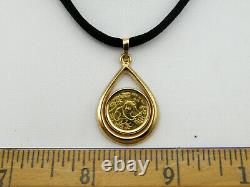 1992 China 5 Yuan 1/20 oz 24K Fine Gold Panda Coin Pendant, 14K Yellow Gold Bezel