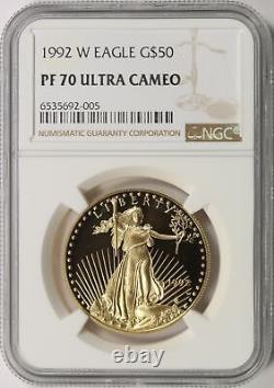 1992-W $50 Gold Eagle NGC PF70 Ultra Cameo 1oz. 9999 Fine