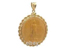 1993 American Eagle Coin Shape Pendant Without Stone 14k Yellow Gold Plated