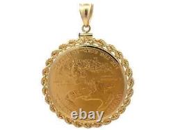 1993 American Eagle Coin Shape Pendant Without Stone 14k Yellow Gold Plated