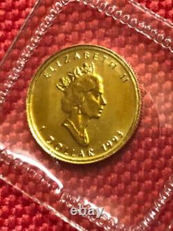 1993 Canada 1/20 oz Fine Gold Maple Leaf $1 Coin BU in Seal / Mintage 37,080