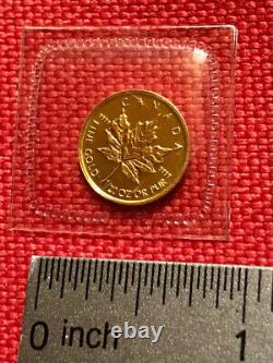 1993 Canada 1/20 oz Fine Gold Maple Leaf $1 Coin BU in Seal / Mintage 37,080