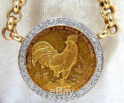 1993 Singold Fine Gold Coin 1.00ct Diamonds Italian Link Necklace Huge+