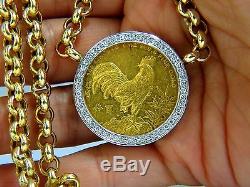 1993 Singold Fine Gold Coin 1.00ct Diamonds Italian Link Necklace Huge+