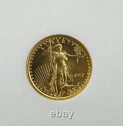 1993 US. $5 American Gold Eagle Coin- MS69 by NGC, 1/10 oz. Fine