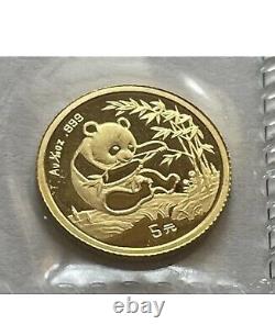 1994 5¥ Yuan China 1/20oz Gold Panda Small Date Variety 1/20oz 999 Fine Gold