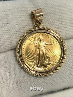 1995 1/10oz Fine Gold Standing Liberty 14k Yellow Gold Rope Bezel Coin Pendant