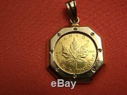 1995 $1 Dollar Canada Canadian Maple Leaf Fine Gold Coin 1/20 oz Pendant 18K