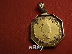 1995 $1 Dollar Canada Canadian Maple Leaf Fine Gold Coin 1/20 oz Pendant 18K