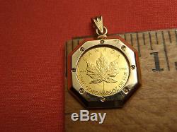 1995 $1 Dollar Canada Canadian Maple Leaf Fine Gold Coin 1/20 oz Pendant 18K