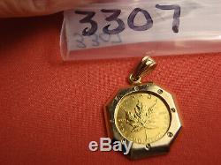 1995 $1 Dollar Canada Canadian Maple Leaf Fine Gold Coin 1/20 oz Pendant 18K