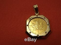 1995 $1 Dollar Canada Canadian Maple Leaf Fine Gold Coin 1/20 oz Pendant 18K