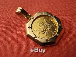 1995 $1 Dollar Canada Canadian Maple Leaf Fine Gold Coin 1/20 oz Pendant 18K