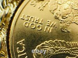 1995 $5 1/10 oz Liberty coin 14K rope link bezel pendant. 4.7gm