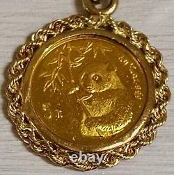 1995 China Yuan. 999 Fine Gold Panda Coin Pendant 24K Panda Rope & Bezel 18K&14K 1995 China Yuan. 999 Fine Gold Panda Coin Pendant 24K Panda Rope & Bezel 18K&14K