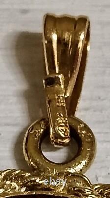 1995 China Yuan. 999 Fine Gold Panda Coin Pendant 24K Panda Rope & Bezel 18K&14K 1995 China Yuan. 999 Fine Gold Panda Coin Pendant 24K Panda Rope & Bezel 18K&14K