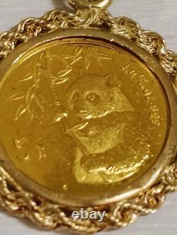 1995 China Yuan. 999 Fine Gold Panda Coin Pendant 24K Panda Rope & Bezel 18K&14K 1995 China Yuan. 999 Fine Gold Panda Coin Pendant 24K Panda Rope & Bezel 18K&14K