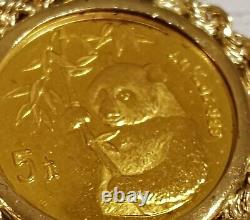 1995 China Yuan. 999 Fine Gold Panda Coin Pendant 24K Panda Rope & Bezel 18K&14K 1995 China Yuan. 999 Fine Gold Panda Coin Pendant 24K Panda Rope & Bezel 18K&14K
