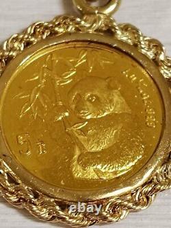 1995 China Yuan. 999 Fine Gold Panda Coin Pendant 24K Panda Rope & Bezel 18K&14K 1995 China Yuan. 999 Fine Gold Panda Coin Pendant 24K Panda Rope & Bezel 18K&14K