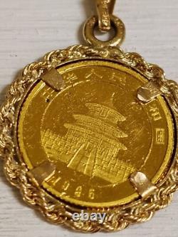 1995 China Yuan. 999 Fine Gold Panda Coin Pendant 24K Panda Rope & Bezel 18K&14K 1995 China Yuan. 999 Fine Gold Panda Coin Pendant 24K Panda Rope & Bezel 18K&14K