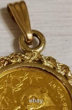 1995 China Yuan. 999 Fine Gold Panda Coin Pendant 24K Panda Rope & Bezel 18K&14K 1995 China Yuan. 999 Fine Gold Panda Coin Pendant 24K Panda Rope & Bezel 18K&14K