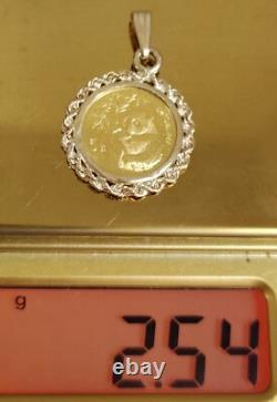 1995 China Yuan. 999 Fine Gold Panda Coin Pendant 24K Panda Rope & Bezel 18K&14K 1995 China Yuan. 999 Fine Gold Panda Coin Pendant 24K Panda Rope & Bezel 18K&14K