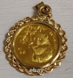 1995 China Yuan. 999 Fine Gold Panda Coin Pendant 24K Panda Rope & Bezel 18K&14K 1995 China Yuan. 999 Fine Gold Panda Coin Pendant 24K Panda Rope & Bezel 18K&14K