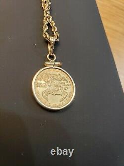 1996 1/10 fine gold 5 Dollar Coin with 14k Bezel And 24 10k rope necklace