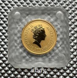 1996 Australian 1/10 Gold Kangaroo $15 Coin. 9999 Fine BU Coin