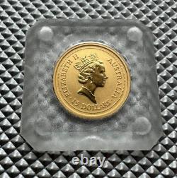 1996 Australian 1/10 Gold Kangaroo $15 Coin. 9999 Fine BU Coin