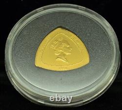 1996 Bermuda $30 Proof Triangular. 999 Fine Gold Coin Box COA