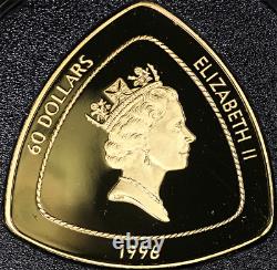 1996 Bermuda Gold Proof Triangular $60 Coin 1.0oz. 999 Fine OGP COA