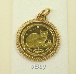 1996 Isle of Man 1/5 Oz Fine Gold. 999 Crown Coin in 18k Yellow Gold Pendant