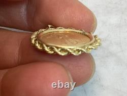 1997 1/10 Oz Fine Gold American Eagle $5 Gold Coin 14k Gold Rope Pendant 5.53 G