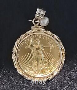 1997 $10 Dollar 1/4 Ounce Fine Gold American Eagle Coin In 14kt Pendant