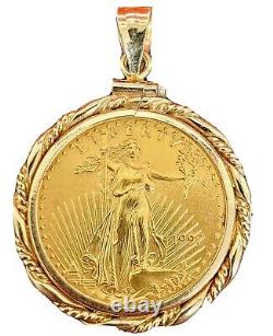 1997 $10 Dollar 1/4 Ounce Fine Gold American Eagle Coin In 14kt Pendant