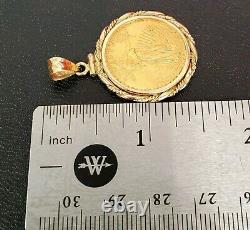 1997 $10 Dollar 1/4 Ounce Fine Gold American Eagle Coin In 14kt Pendant