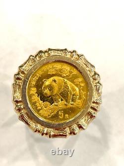 1997- 5 Yuan. 999 Fine Gold Coin in 14k Yellow Gold Ring Size 7.5 1997- 5 Yuan. 999 Fine Gold Coin in 14k Yellow Gold Ring Size 7.5