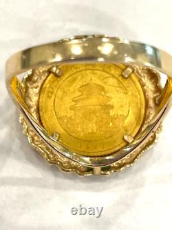 1997- 5 Yuan. 999 Fine Gold Coin in 14k Yellow Gold Ring Size 7.5 1997- 5 Yuan. 999 Fine Gold Coin in 14k Yellow Gold Ring Size 7.5
