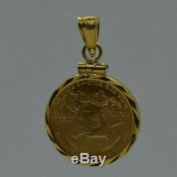 1999 1/10 Oz. Fine Gold Liberty $5 Coin 14k necklace bezel