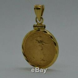 1999 1/10 Oz. Fine Gold Liberty $5 Coin 14k necklace bezel