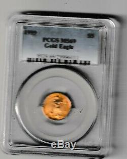 1999 $5 1/10oz American Gold Eagle MS69 PCGS Blue 0.917 fine gold