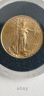 1999 $5 American Gold Eagle 1/10 oz Fine Gold Coin BU COA Lady Liberty