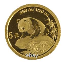 1999 5 Yuan Chinese Mint Panda 1/20th Ounce. 999 Fine Pure Gold Coin MS